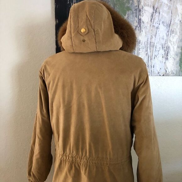 BOGNER Light Brown Faux Suede w/ Fox Fur Hood Full Zip Jacket - Picture 2 of 10